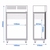 Armoire réfrigérée négative en acier inoxydable AISI 430 PREMIUM - GN 2/1 - 1400 L - avec 2 portes vitrées & Glissières & 6 grilles - Anthracite