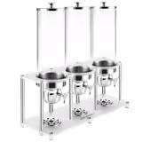 Dispensador triplo de cereais - rotativo - 3 recipientes em policarbonato - 3x3,7L - base em aço inoxidável