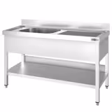 Lavello PREMIUM - 1400x600mm - con ripiano di fondo - con 1 vasca - vasca a sinistra