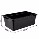 (6 uds) Cubeta de Policarbonato GN 1/1 - Negra - Altura: 200 mm