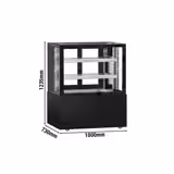 Vitrine de comptoir réfrigérée MADRID - 435L - 1000mm - Double vitrage - avec 2 étagères - portes coulissantes vitrées arrière - Noir mat