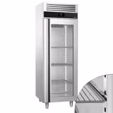 Szafa chłodnicza ze stali nierdzewnej PREMIUM - 700L - 700x810mm - 1 drzwi, przeszklona - chłodzenie wentylowane; samozamykające drzwi