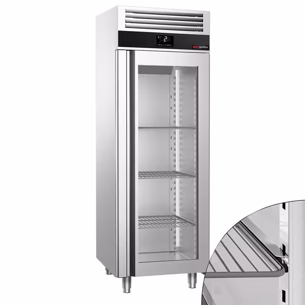 Koelkast RVS PREMIUM - 700mm - 700 Liter - +8°C - met 1 glasdeur