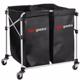 Commercial Linen Trolley - Foldable - 2x 150L - Aluminium frame - Black