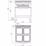 Electric Oven Range - 21.5kW - 4 plates - with Electric Oven Static Oven - 7.5kW