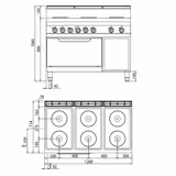 Elektroherd - 15,6 kW - 6 Platten Rund - inkl. Elektrobackofen Statisch - 7,5 kW