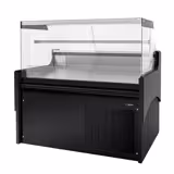 Koeltoonbank - 1580x975mm - 140 liter - kleur zwart - achterzijde 2 schuifdeuren - rechte ruit - marmeren werkblad