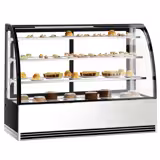 Commercial Curved Glass Pastry Display Counter – 1800 mm - +2 to +10°C - Rear Sliding Doors - 3 Shelves