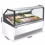 Ice Cream Serve Over Counter | THEO - 1730mm - Ventilated cooling - with LED lighting - for 18 x 5 litres Napoli pans - White