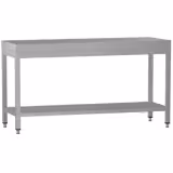 Mesa de trabalho em aço inoxidável ECO - 2000x700mm - com prateleira inferior & com painel traseiro & com travessas de reforço