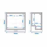 Masă frigorifică băuturi - 900 mm - 220 litri - cu 2 uși din sticlă - exterior și interior negru