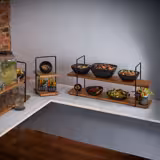 2-Tier Afternoon Tea Stand - PERFECTO LARGE - Square - Metal Frame - Oak Shelves