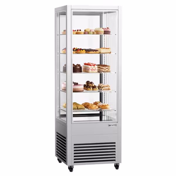 4-Sided Glass Display Fridge - 440L - Double glazing - with 5 glass shelves - 1 rear glass door