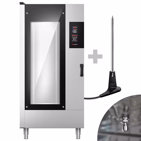 Kombi Fırın - Dijital - 20x GN 1/1 veya 10x GN 2/1 - Elektrikli - dâhil: Yıkama Sistemi, Sıcaklık Probu, Raf Arabası