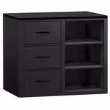 Kassa-sectie MADRID & 3 laden - 1000mm - zwart matt front - granit werkblad zwart