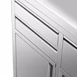 Commercial Coffee Station Cabinet - 1400x600mm - with 4 Drawers, 2 Doors, 2 Tilting Knockout Drawers - with Rear Upstand