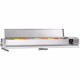 Commercial Countertop Refrigerated Sushi & Tapas Showcase PREMIUM – 9× GN 1/3 - 2000×395 mm - Black Front - SS Lid