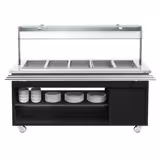 Buffetwagen warm DANZIG - 1900mm - voor 5x GN 1/1 - met dienbladgeleider - zwart