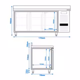 Kühltisch ECO - 1795x700mm - mit 3 Türen - mit Aufkantung & modernem Display