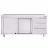 Szafka robocza ze stali nierdzewnej ECO - 1800x600mm - z 3 szuflady po prawej stronie