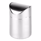 (6 pz) Pattumiera da tavolo - Acciaio inox AISI 304 (18/8) - 1,2 litri - 120x120x170mm - con coperchio basculante, chiusura a baionetta