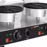 Wafelijzer - Dubbel - Handmatige temperatuurregeling - 2,6kW - Vorm: Hartvorm - Ø 180mm - bakplaten met antiaanbaklaag (Teflon)
