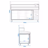 Rashladni pult za pripremu pizze PREMIUM - 2000x800 mm - sa 3 vrata - uklj. Rashladna nadograđena vitrina - 10x GN 1/4