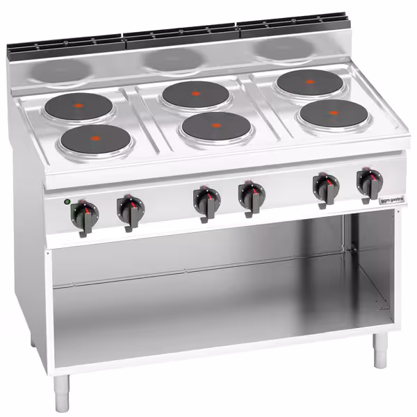Kuchnia elektryczna - 15,6kW - 6 płyty okrągłe Ø220mm - otwarta podstawa