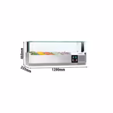 Sushikyl PREMIUM med LED-belysning - 1200x335 mm - 5x GN 1/4 - med glasmonter