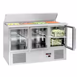 Saladette ECO - 1368mm - 3 glazen deuren - met RVS deksel voor GN 1/1