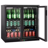 Banco Frigo Bar - 900mm - 220 litri - con 2 porte a battente in vetro - Esterno e interno nero
