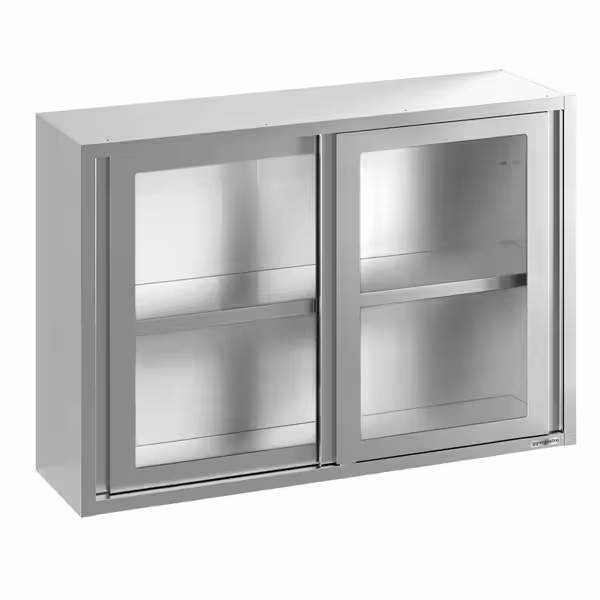 Paslanmaz Çelik Duvar Dolabı  - 2000x400mm - Kayar Cam Kapılı - 1000mm yükseklik
