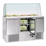 Saladette réfrigérée ECO - 1368mm - 368L - 3 portes - avec vitrine de comptoir pour 4x GN 1/1