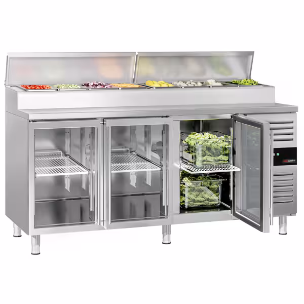 ثلاجة تحضير سلطات PREMIUM - 1795x700mm - 3 أبواب زجاجية - مخصصة لـ 8x GN 1/3