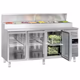 Commercial Refrigerated Prep Table PREMIUM – 1795 mm – 3 Glass Doors – 8x GN 1/3