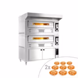 Gazlı Pizza Fırını - Taş tabanlı - 33 cm x 9+9 Pizza Kapasiteli - Manuel - maks. 370°C - dâhil: Davlumbaz & Mayalama dolabı