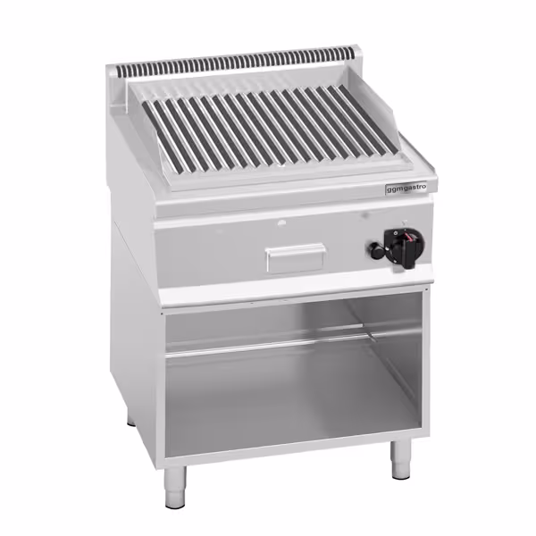 Gas lavasteengrill - 8,0kW - 600mm - 0,6x0,6m - Staand model - RVS - incl. onderstel