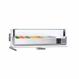 Vetrina Refrigerata Porta Ingredienti / Vetrina Gastronorm PREMIUM con luce LED - 1500x335mm - 7x GN 1/4 - vetri dritti