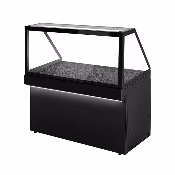 Vitrină caldă profesională TORONTO - 1500 mm - front negru - placă încălzită