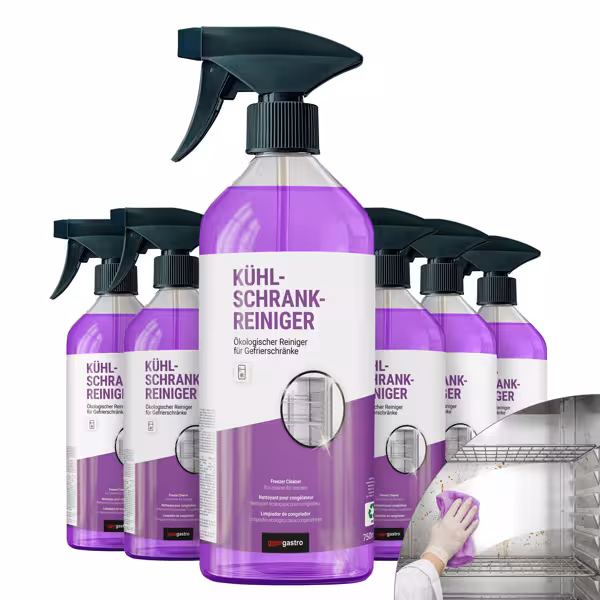 (6 adet) Buzdolabı ve Derin Dondurucu Temizleyicisi (Sprey) - gıda temaslı yüzeyler, Endüstriyel Buzdolabı ve derin dondurucular için - Toplam 4.5L – adet başı 750ml - Çevre dostu