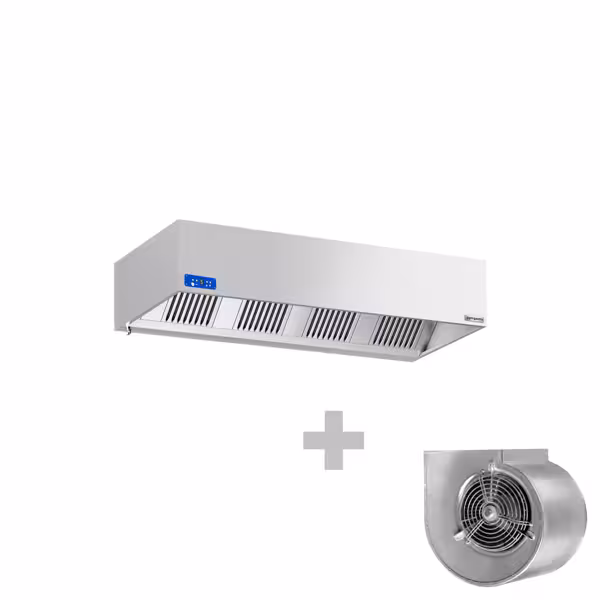 Commercial Wall-Mounted Extractor Hood  with Motor – 2000mm – with Speed Controller, Baffle Filters & Lighting