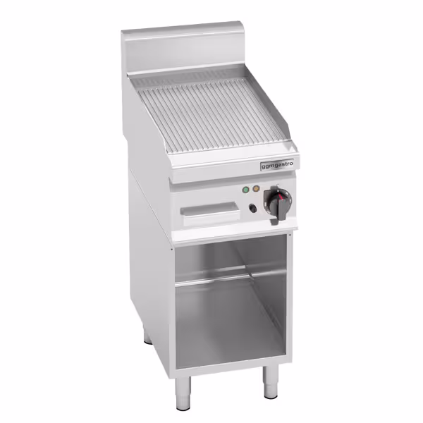 Elektrische bakplaat - 4kW - Geribbeld - Bakoppervlak: 296x430mm - met open onderbouw