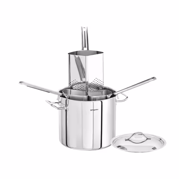 Pastakookpan - RVS - 8 liter - Ø 240mm - Hoogte: 195mm - incl. 3 zeven - met inductiebodem / sandwichbodem