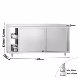 Edelstahl Arbeitsschrank PREMIUM - 1800x700mm - mit Durchreiche