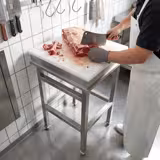 Hackblock Edelstahl mit Arbeitsplatte aus Polyethylen - 500x500mm