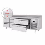 Koelwerkbank PREMIUM PLUS - 2452x700mm - 625 liter - met 8 lades - opstand