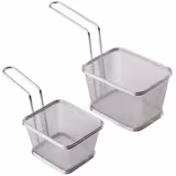 (6 stuks) Frietmandje SNACKHOLDER - RVS - stapelbaar - 130x105x90mm