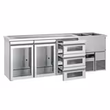 Banco Spillatura Birra - 2500x700mm - 2 Porte in vetro & 3 Cassetti in vetro