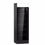 Commercial Beverage Display Fridge with Illuminated Canopy - 595mm - 145 Litres - with 1 hinged glass door - LED lighting - digital controller with temperature display - Black - Temperature range 2 to 10 °C