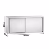 Edelstahl Wandhängeschrank PREMIUM - 1600x400mm - mit Schiebetür - 650mm hoch